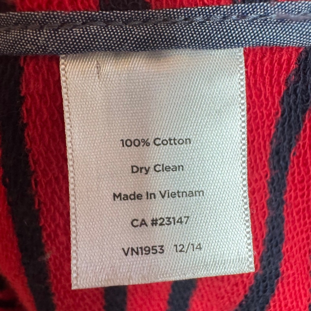Talbots Petites WomenSP Red Navy Blue Striped Nautical Blazer Anchor Button - Picture 5 of 7